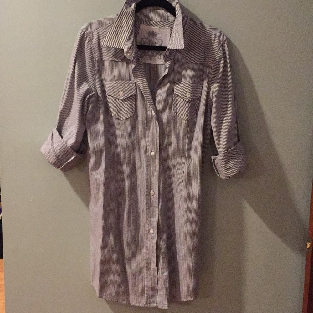 JAK striped long button down